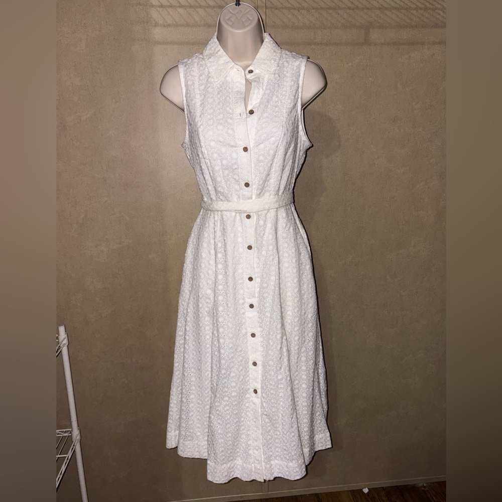 Anne Klein White Button-Up Dress